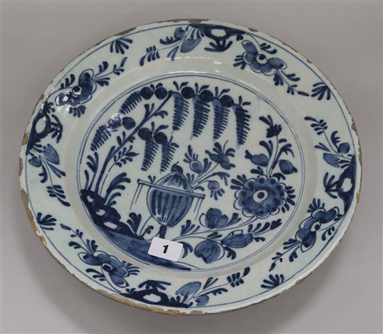 A mid 18th century Delft charger diameter 35cm